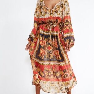 MES DEMOISELLES Matrioshka Printed Cotton-voile Midi Dress In Floral Combo Sz 0